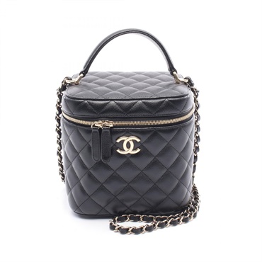 CHANEL Matelasse Vanity Hand Shoulder Bag AS2362 leather Black Used Women GHW