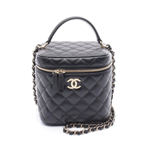 CHANEL Matelasse Vanity Hand Shoulder Bag AS2362 leather Black Used Women GHW