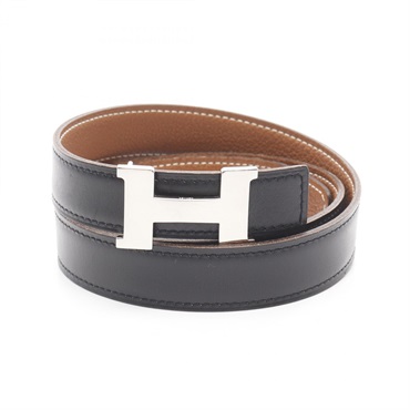 HERMES Constance H Belt leather Black Brown Used Women F SHWReversible