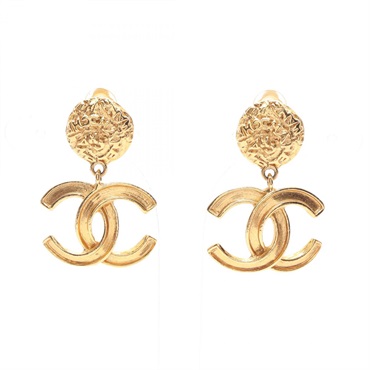 CHANEL COCO Mark Clip on Earring Gold Plated Used Women CC