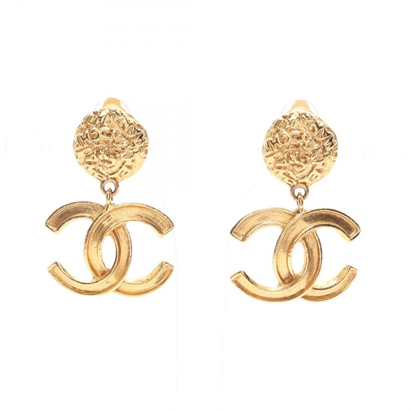 CHANEL COCO Mark Clip on Earring Gold Plated Used Women CC