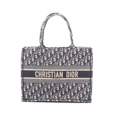 Christian Dior BOOK TOTE Medium hand Bag M1296ZRIW_M828 canvas Navy Beige Used