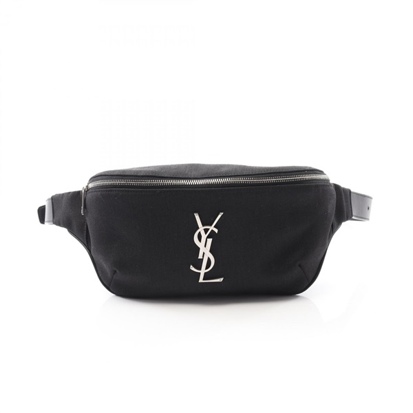 SAINT LAURENT PARIS YSL logo Waist bum bag PLB590076 canvas leather Black Used