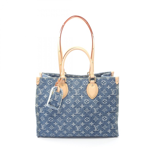 LOUIS VUITTON On the Go MM Tote shoulder Bag M46871 Monogram denim blue LV