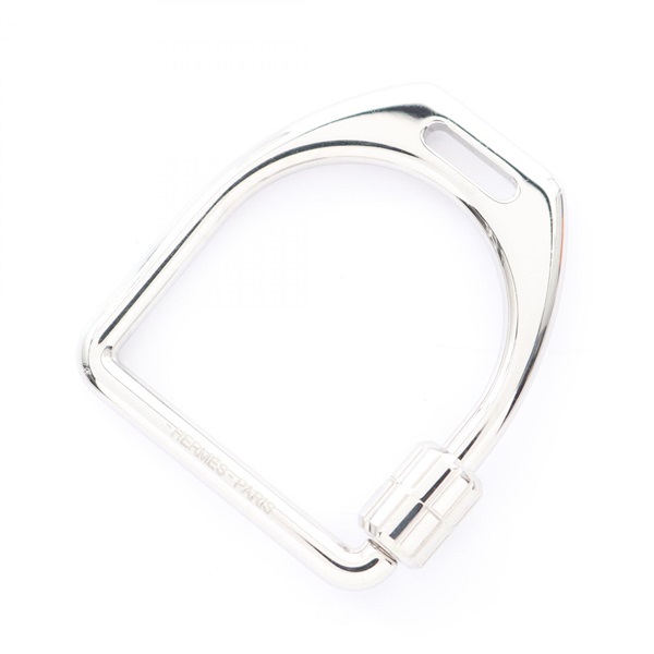 HERMES Etrier key ring holder metal Silver Used unisex