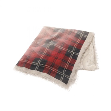 CHANEL COCO Mark Stole scarf wrap cashmere Beige Red Used Women CC