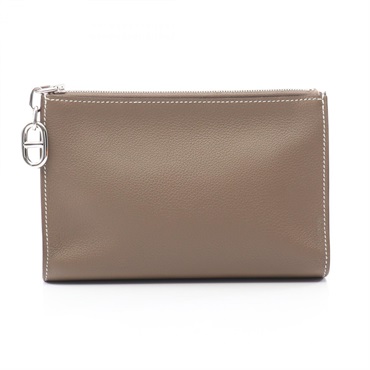 HERMES Zipengo PM Chaine dAncre Pouch K Evercolor leahter Etoupe Grey SHW