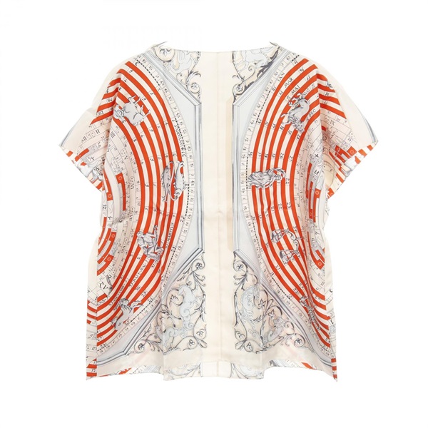 HERMES T-shirt blouse tops H92063D49138 silk Beige Orange Women #38