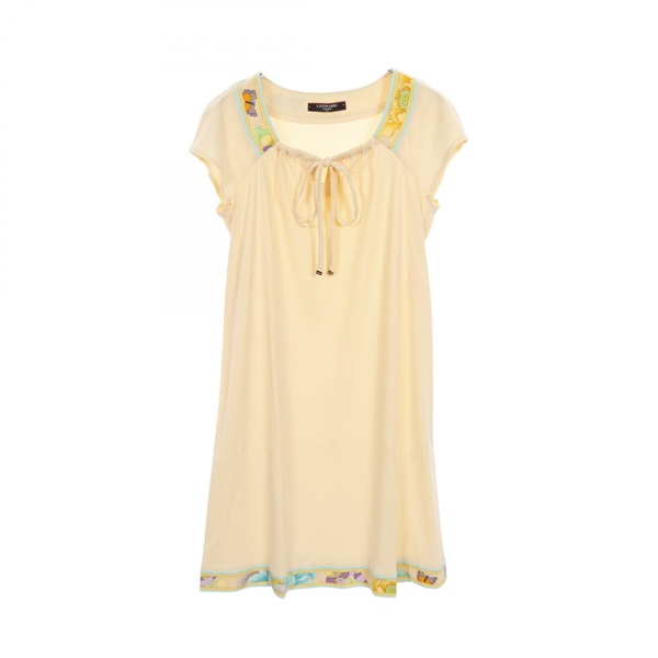 LEONARD FASHION Dress 370251 cotton Beige Multicolor #LL Used Women