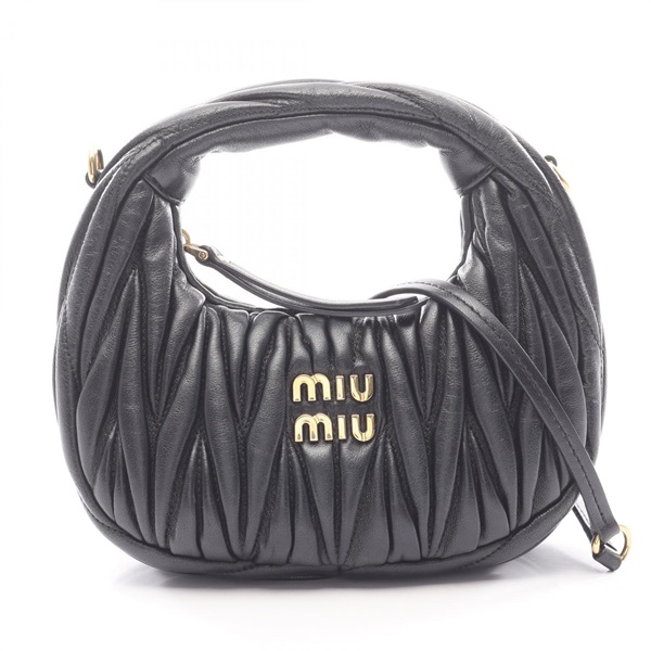 Miu Miu Wonder Matelasse Hobo crossbody shoulder Handbag leather Black Used