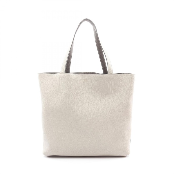 HERMES Double Sens 45 Shoulder Tote Bag Clemence leather Etain Beton Women K
