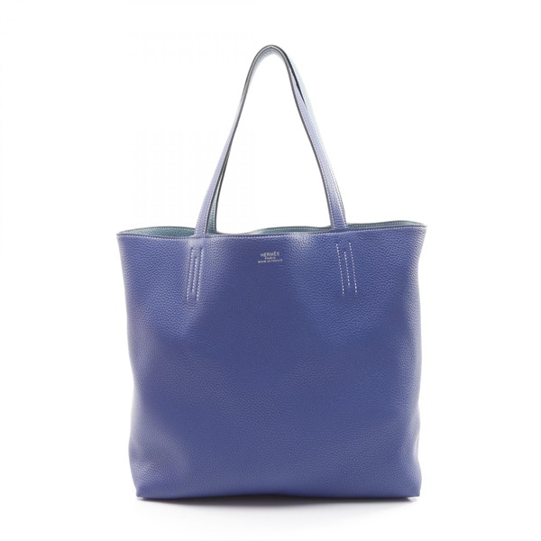HERMES Double Sens 45 Tote Bag Clemence leather Blue electric New Blue Jean k