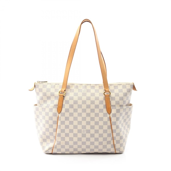 LOUIS VUITTON Totally MM Tote shoulder Bag N51262 Damier Azur leather White Used