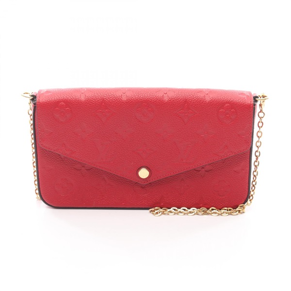 LOUIS VUITTON Pochette Felicie Shoulder chain crossbody Bag M63700 leather red