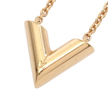LOUIS VUITTON Essential V Necklace 40~45cm Gold Plated Used Women LV