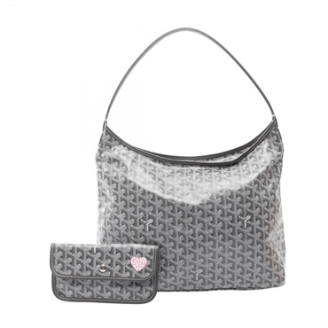 GOYARD Boheme Hobo Bag Shoulder Bag canvas leather Gray White Used Women