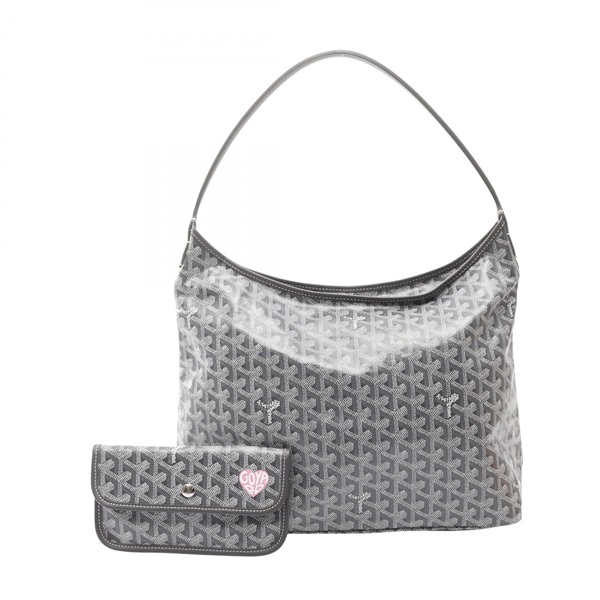 GOYARD Boheme Hobo Bag Shoulder Bag canvas leather Gray White Used Women