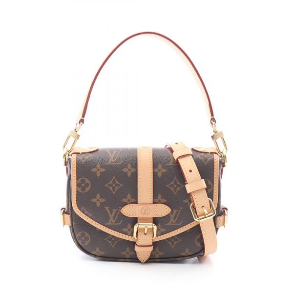 LOUIS VUITTON Saumur BB Shoulder Handbag M46740 Monogram canvas Brown Used Women
