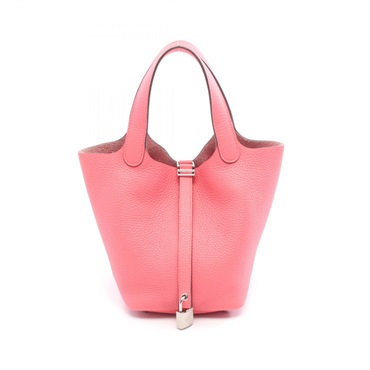 HERMES Picotin Lock PM Handbag Clemence leather Rose azalee Used Women SHW D