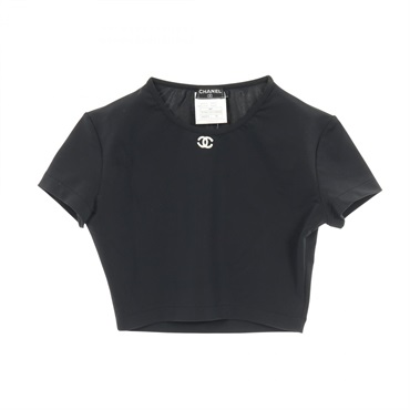CHANEL COCO Mark T-shirt #36 short PO5010VO3909 Nylon Black Used Women