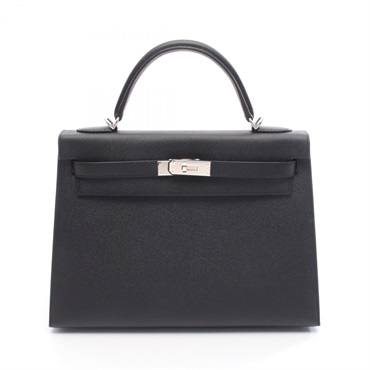 HERMES Kelly 32 Shoulder Handbag Epsom leather Black Used Women SHW C