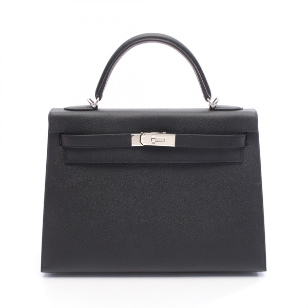 HERMES Kelly 32 Shoulder Handbag Epsom leather Black Used Women SHW C
