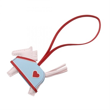 HERMES Rodeo PM bag charm K Agneau milo Swift leather Rouge radieux Celeste