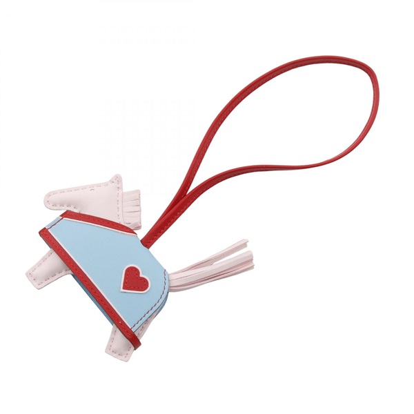 HERMES Rodeo PM bag charm K Agneau milo Swift leather Rouge radieux Celeste