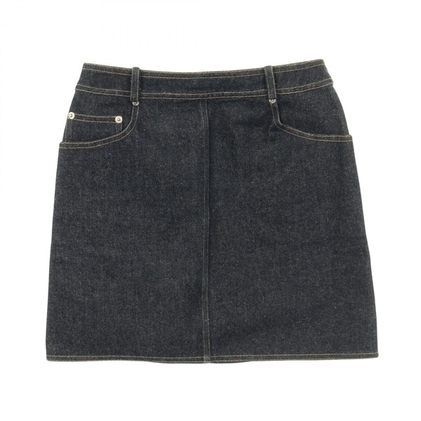 CHANEL COCO Mark mini skirt #36 jupe P07055V04732 denim cotton Navy Used Women
