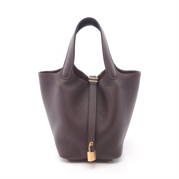 HERMES Picotin Lock PM Tote Handbag Clemence leather Rouge sellier Used GHW U