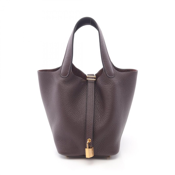 HERMES Picotin Lock PM Tote Handbag Clemence leather Rouge sellier Used GHW U