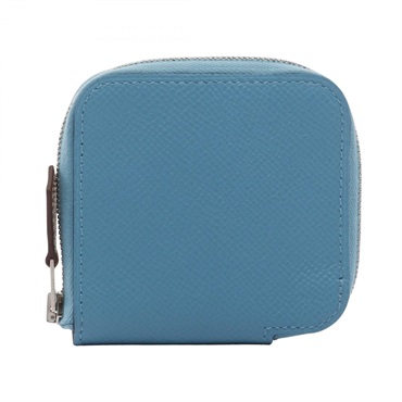 HERMES Azap Compact Mini Silkin coin purse wallet D Epsom Blue du nord SHW Used