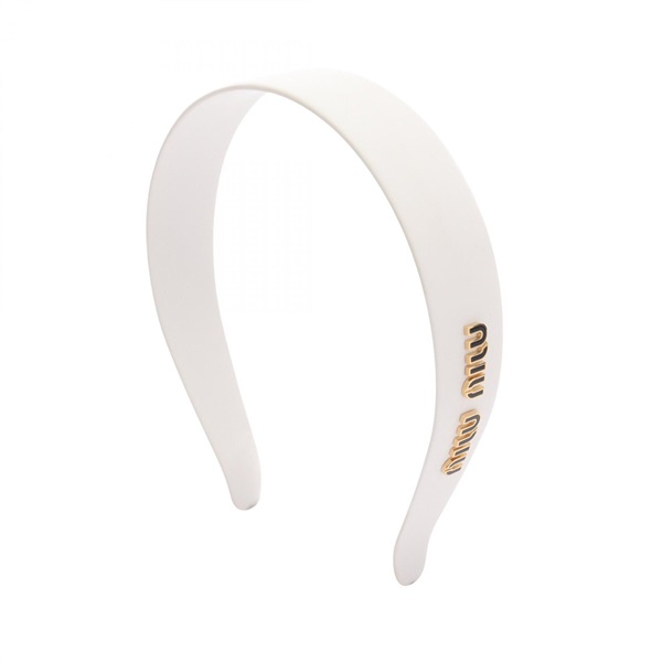 Miu Miu Head band Hair Accessory Plastic White Used Women logo