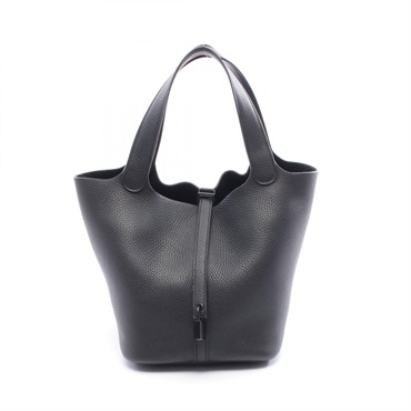 HERMES Picotin Lock MM Tote Handbag Clemence leather So Black Used Women Z