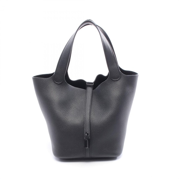HERMES Picotin Lock MM Tote Handbag Clemence leather So Black Used Women Z