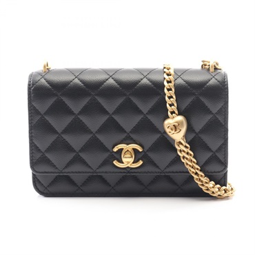 CHANEL Matelasse Chain Shoulder bag Wallet WOC AP3201 leather Black GHW Used CC