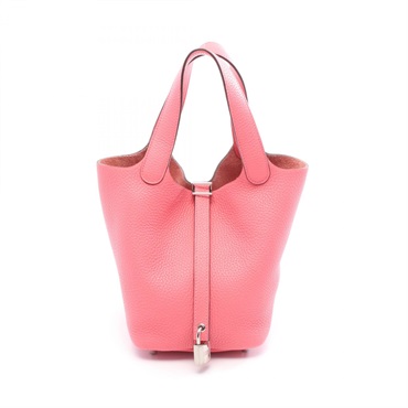 HERMES Picotin Lock PM Tote Handbag Clemence leather Rose azalee Pink Used SHW Y