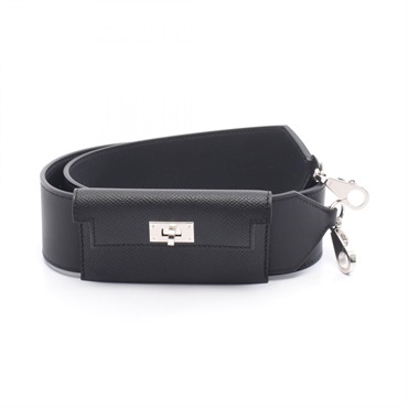 HERMES Bandouliere Kelly Pocket Shoulder strap W Swift Epsom Black Used SHW