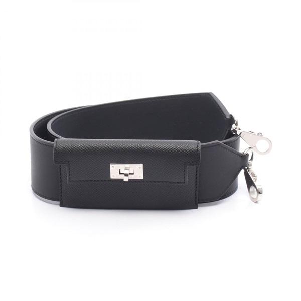 HERMES Bandouliere Kelly Pocket Shoulder strap W Swift Epsom Black Used SHW