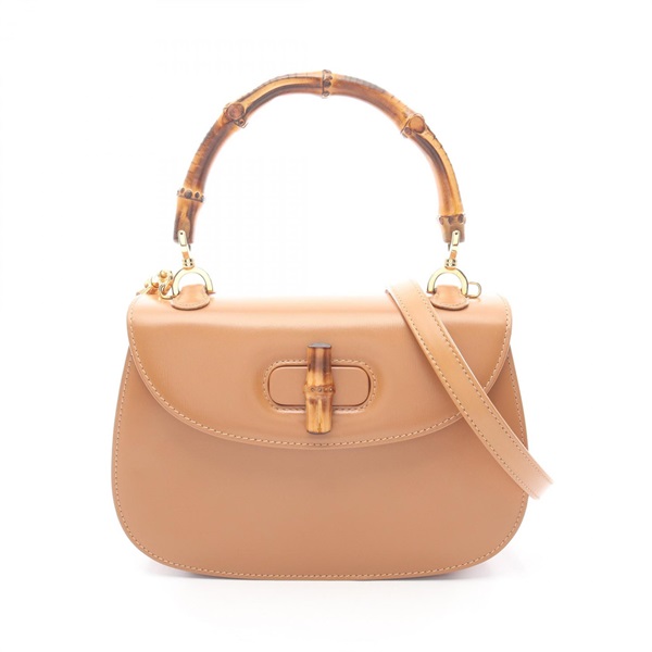 GUCCI Bamboo Shoulder Crossbody Handbag 00020460188 leather Brown Used Women
