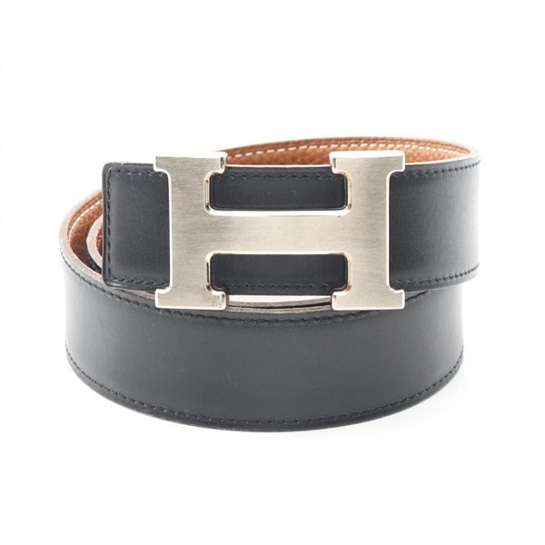 HERMES Constance H Belt ceinture #80 E Box calf Taurillon Clemence Black SHW