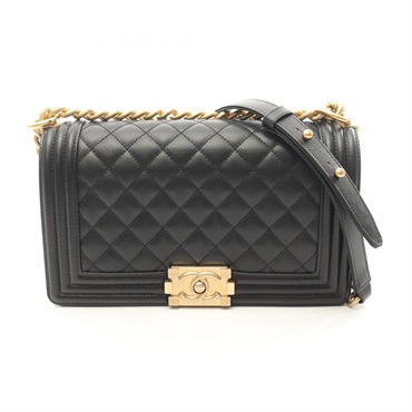 CHANEL Boy chanel chain Shoulder Bag A67086 Grained Calfskin leather Black GHW