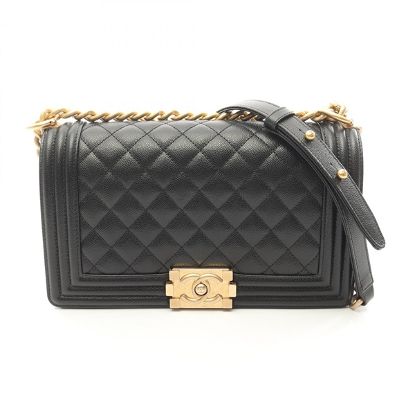 CHANEL Boy chanel chain Shoulder Bag A67086 Grained Calfskin leather Black GHW