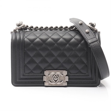 CHANEL Boy Chanel Small chain Shoulder Bag A67085 Calfskin leather Black Used CC
