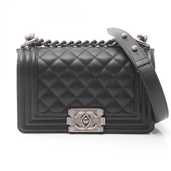 CHANEL Boy Chanel Small chain Shoulder Bag A67085 Calfskin leather Black Used CC