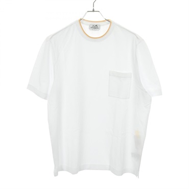 HERMES H embroidery pocket T-shirt short sleeves #XL cotton White Used mens