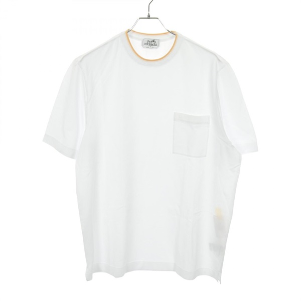 HERMES H embroidery pocket T-shirt short sleeves #XL cotton White Used mens