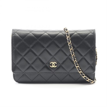CHANEL Matelasse Chain Shoulder Crossbody Bag wallet AP0250 leather Black GHW CC