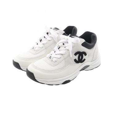 CHANEL COCO Mark sneakers shoes #37 G38299 Y55720 K3846 Suede leather White CC