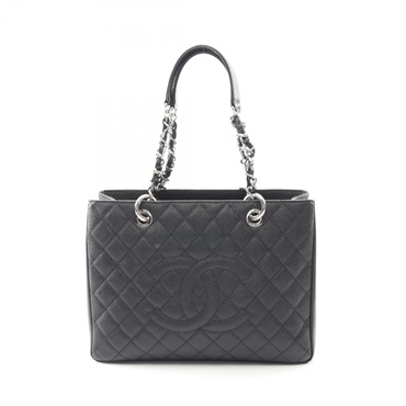 CHANEL Matelasse Grand Shopping GST Chain Shoudler Tote Bag A50995 leather Black